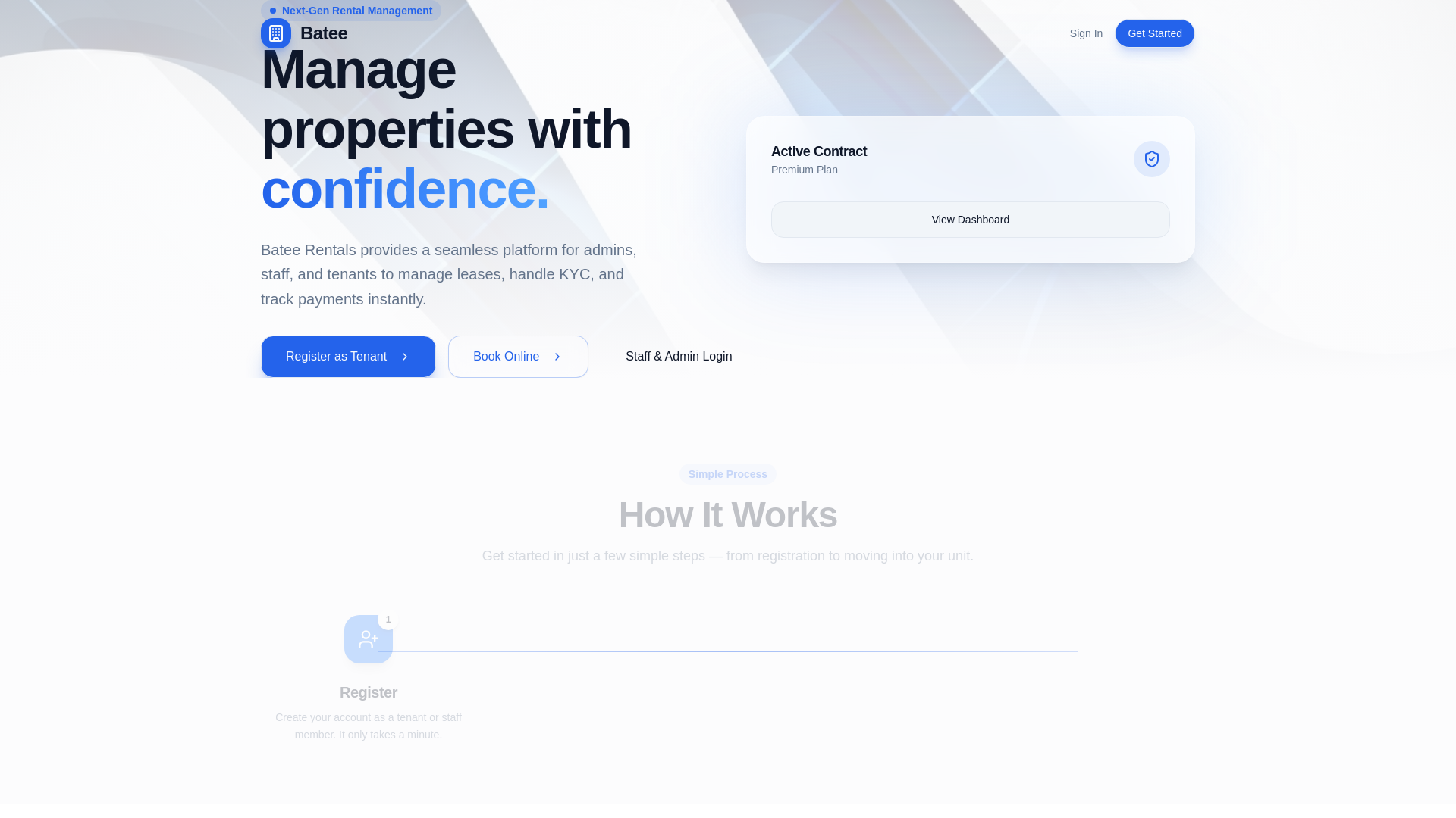 website screenshot of https://bateerental.com