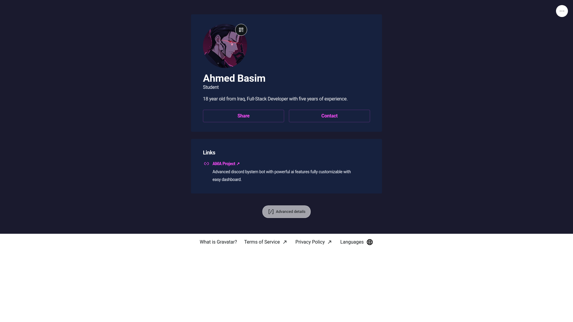 website screenshot of https://ahmedbasim.bio/