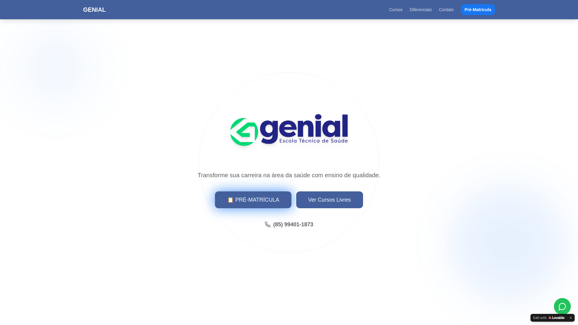 website screenshot of https://escolatecnicagenial.com.br/