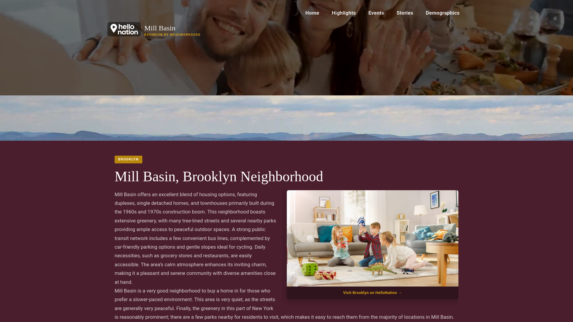 website screenshot of https://millbasinbrooklynneighborhood.org/
