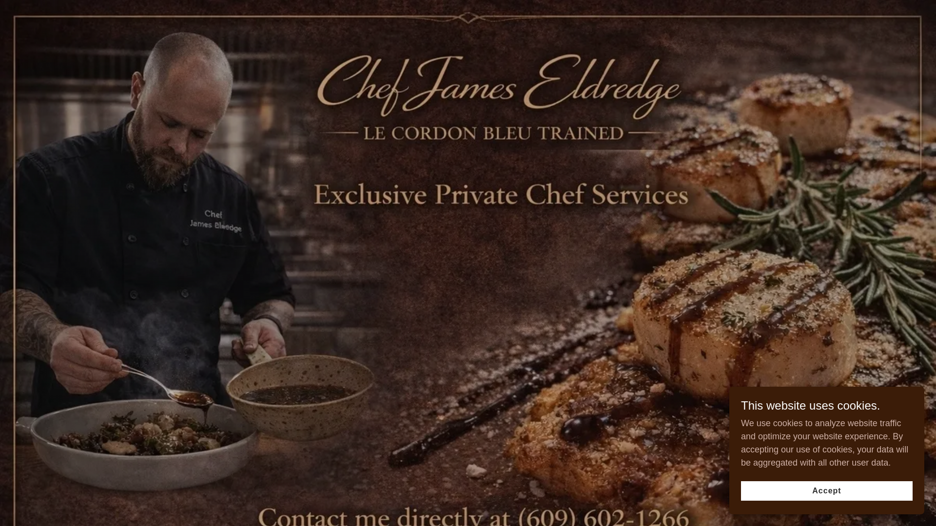 website screenshot of https://chefjameseldredge.com/