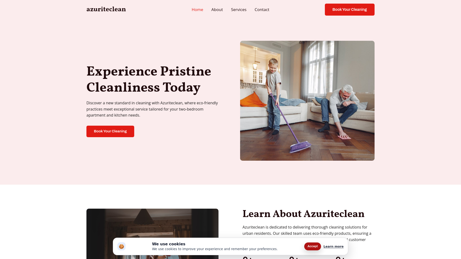 website screenshot of https://azuriteclean.one/