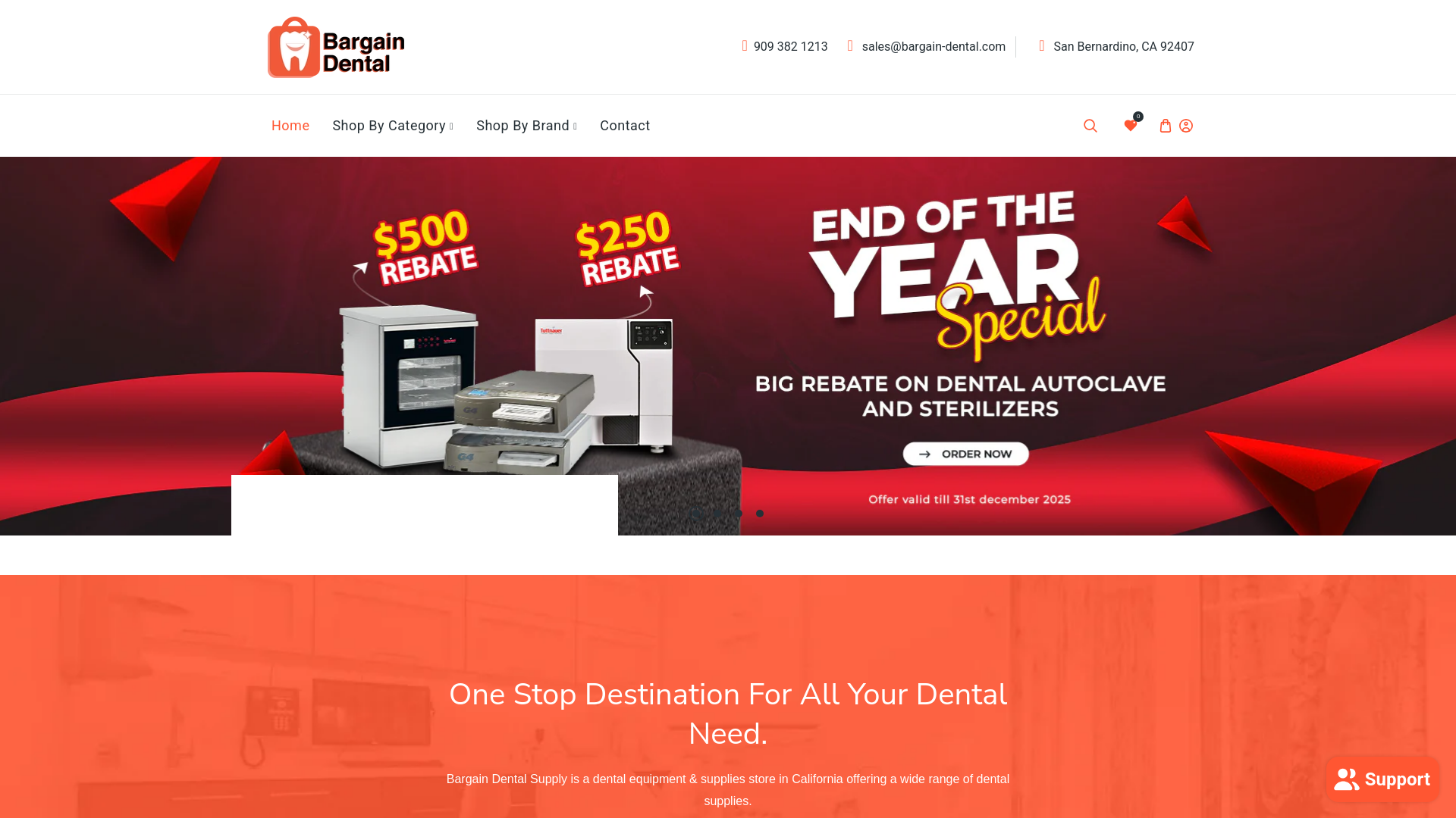 website screenshot of https://bargain-dental.com