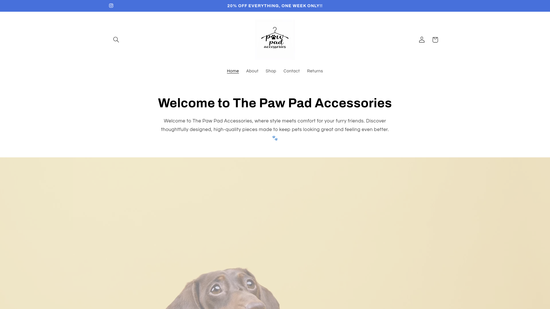 website screenshot of https://thepawpadaccessories.co.uk/