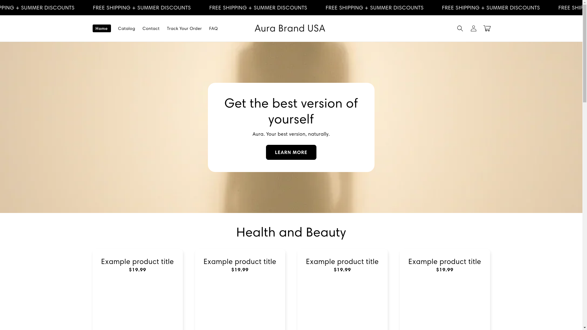website screenshot of https://aura-brand-usa.com/