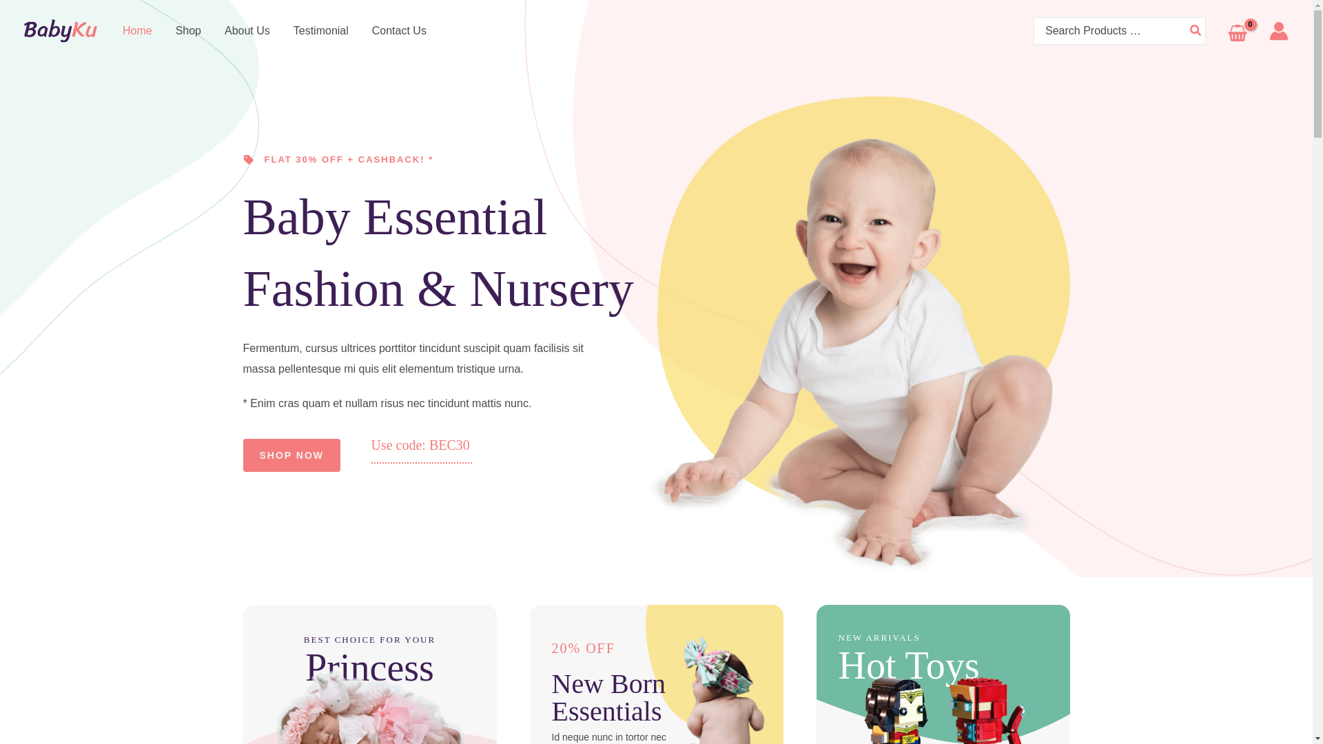 website screenshot of https://yaababyshop.in/