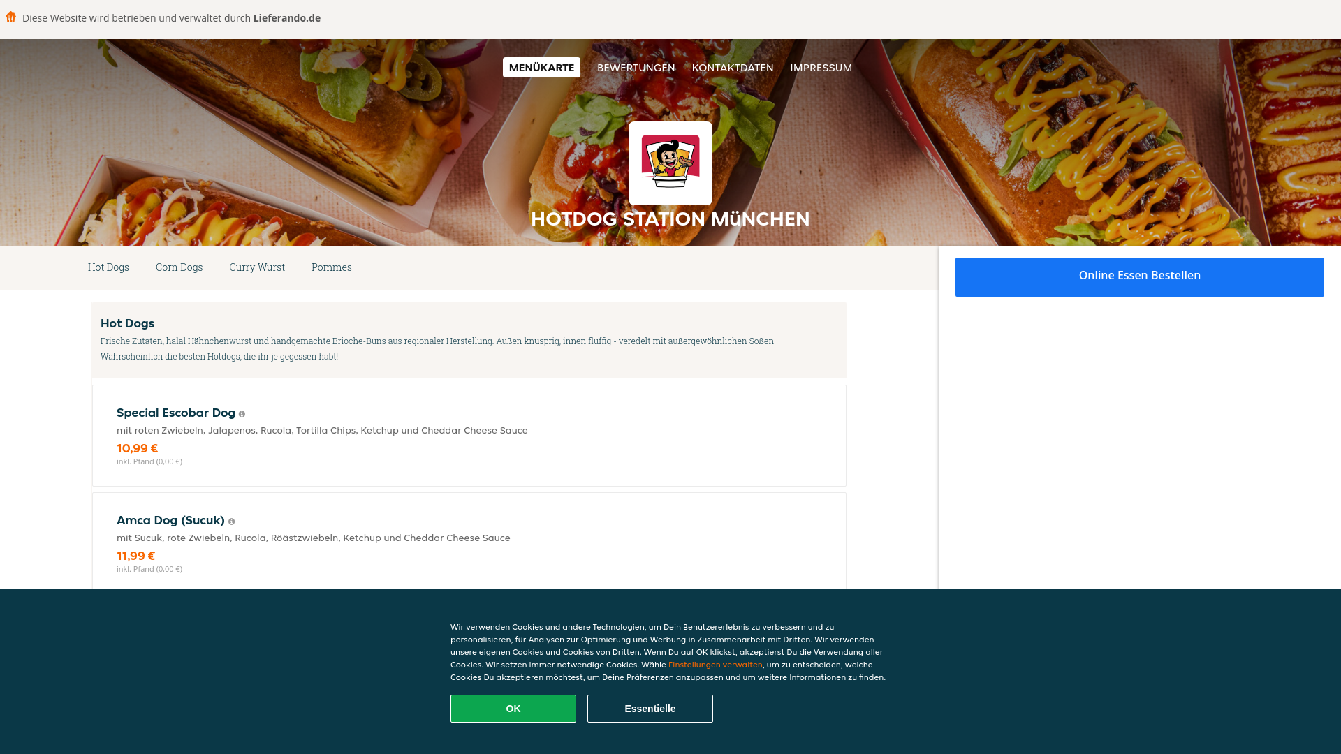 website screenshot of https://hotdogstation-munchen.de/