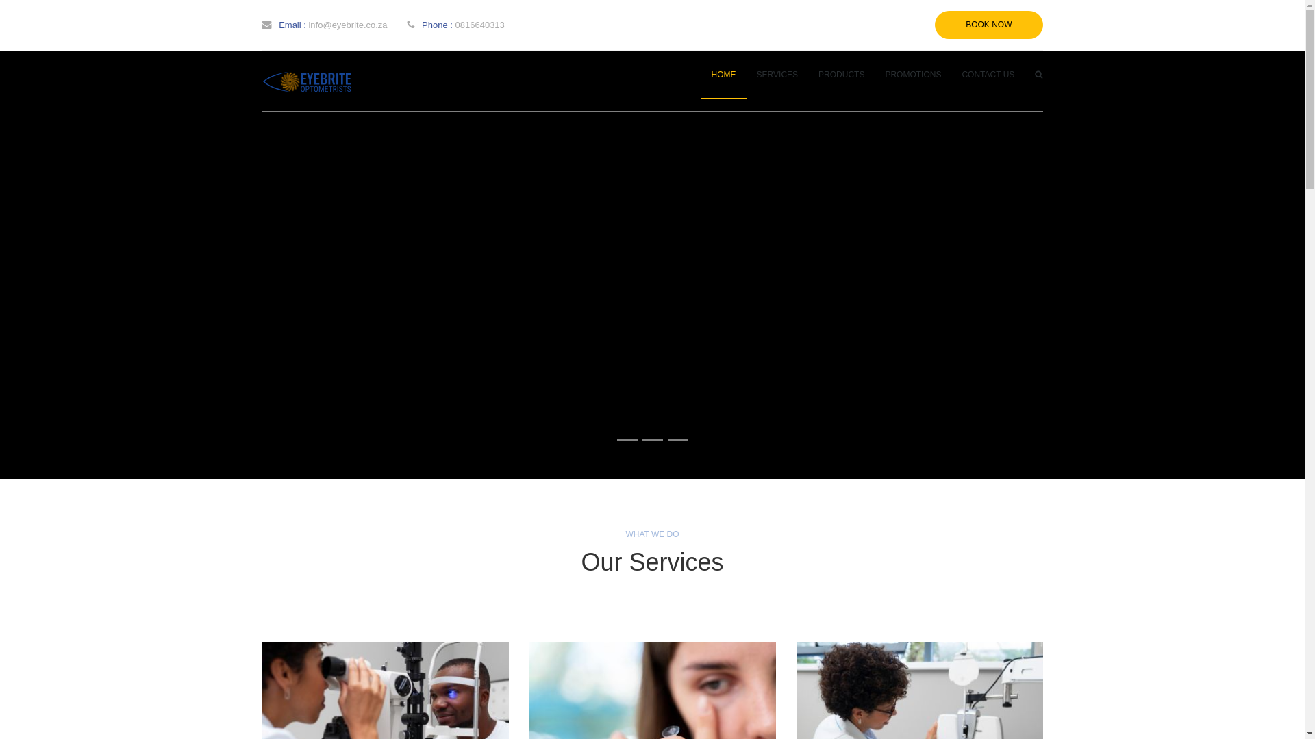 website screenshot of https://eyebriteoptometrists.co.za/