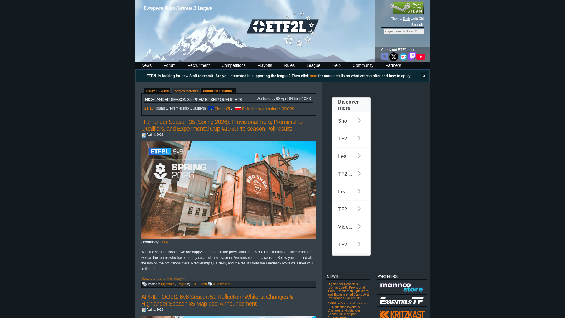 website screenshot of https://etf2l.org/