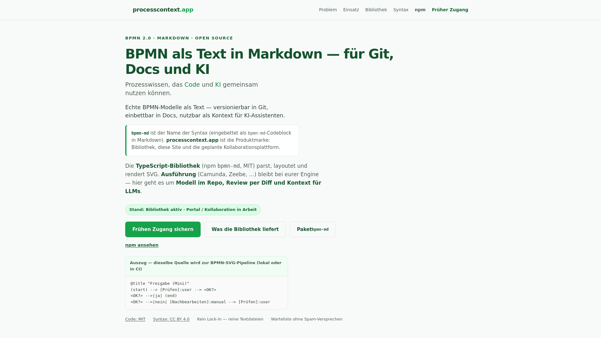 website screenshot of https://processcontext.app
