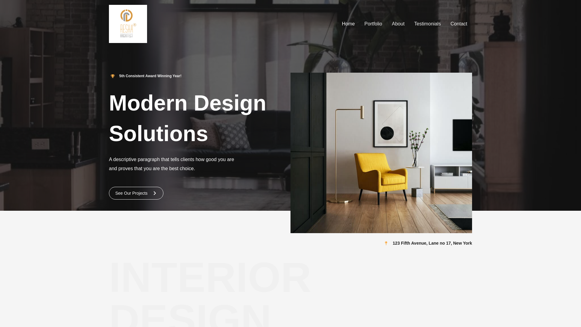 website screenshot of https://reshaarchitect.com/
