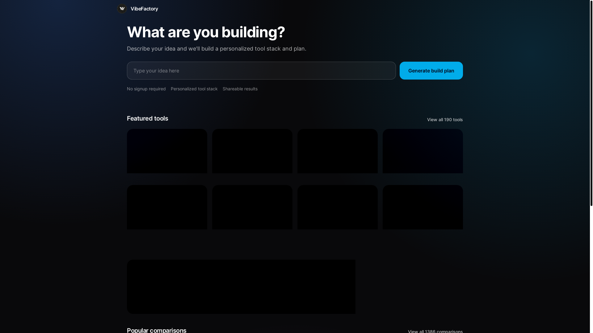 website screenshot of https://vibefactory.dev/
