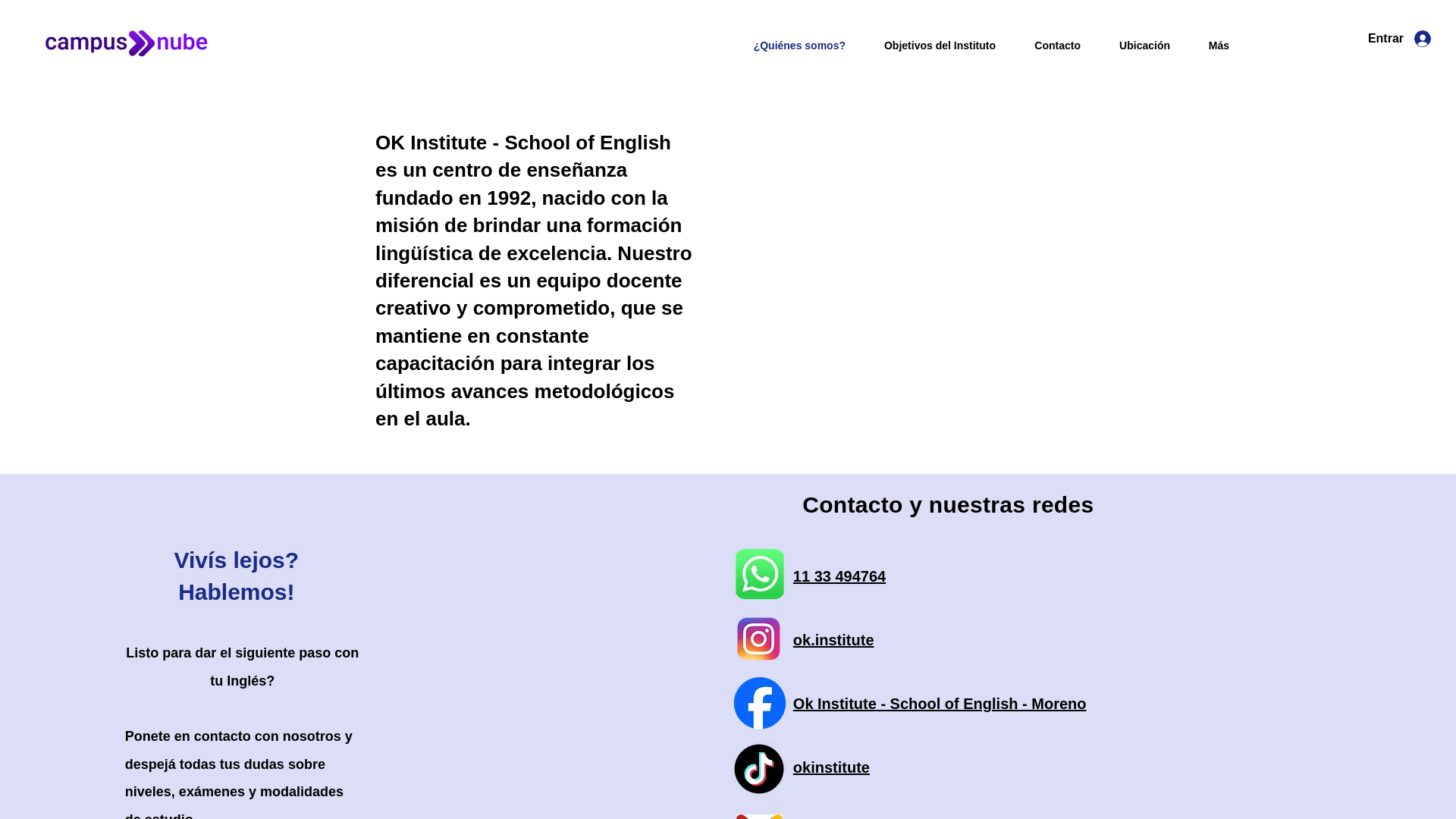 website screenshot of https://okinstituteonline.com/