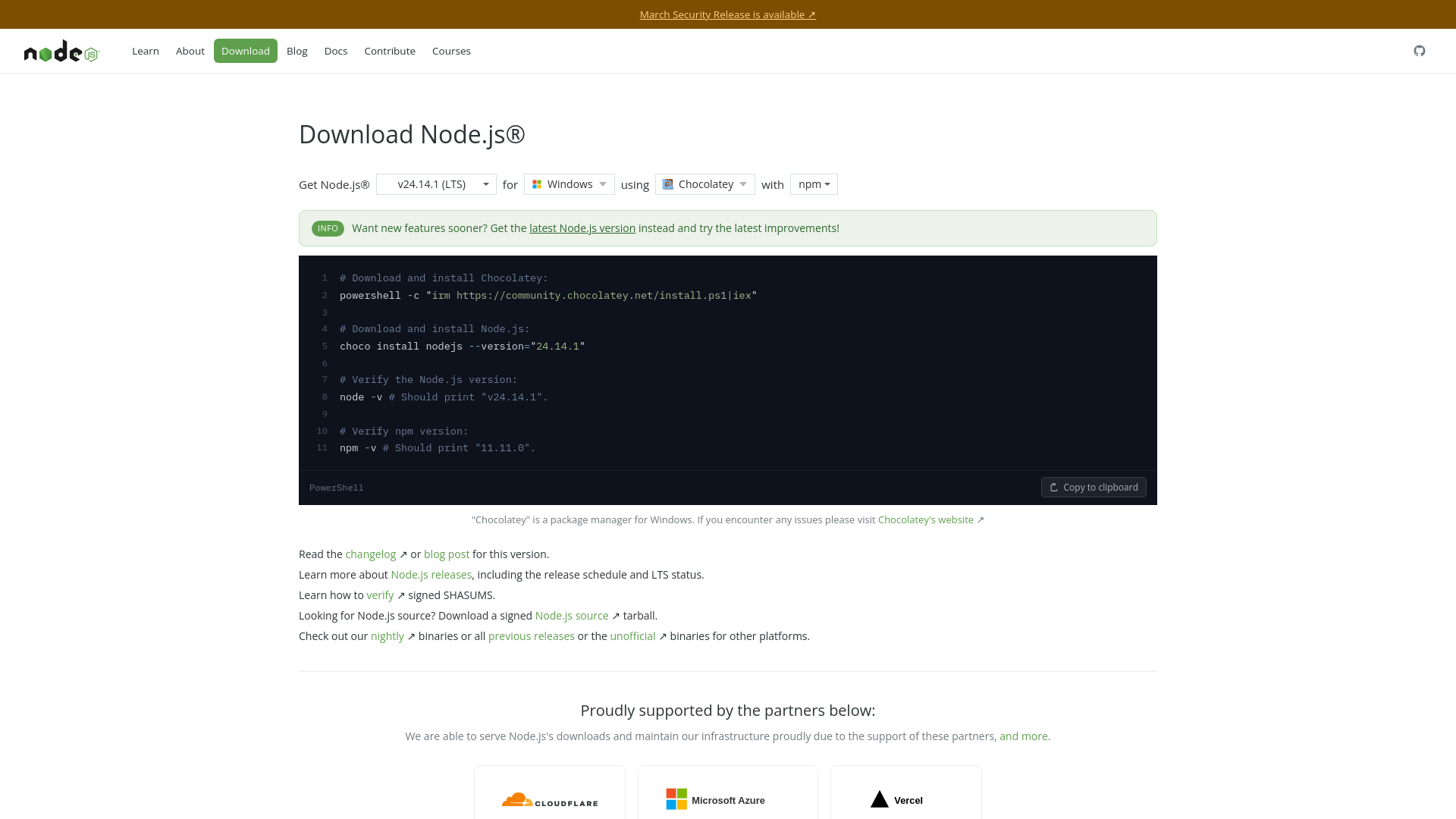 website screenshot of https://nodejs.co.com