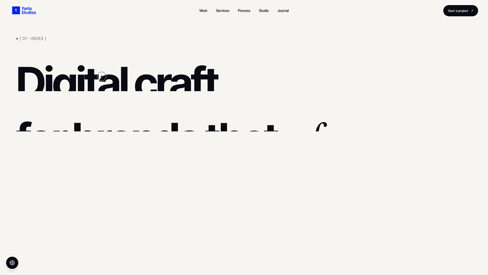website screenshot of https://yarlastudios.com/
