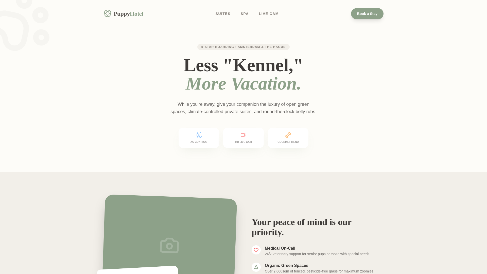 website screenshot of https://puppyhotel.org