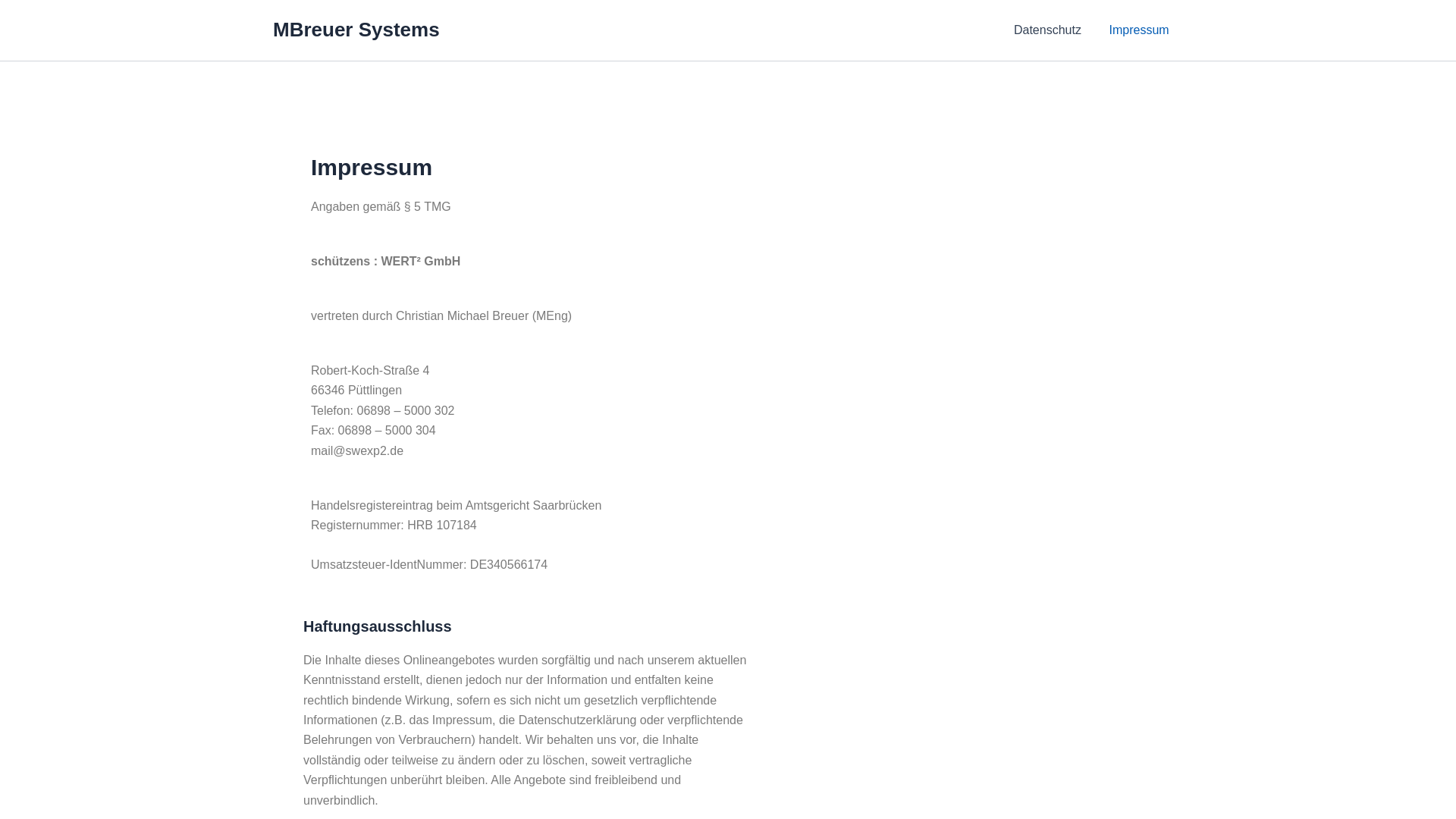 website screenshot of https://mbreuer-systems.de