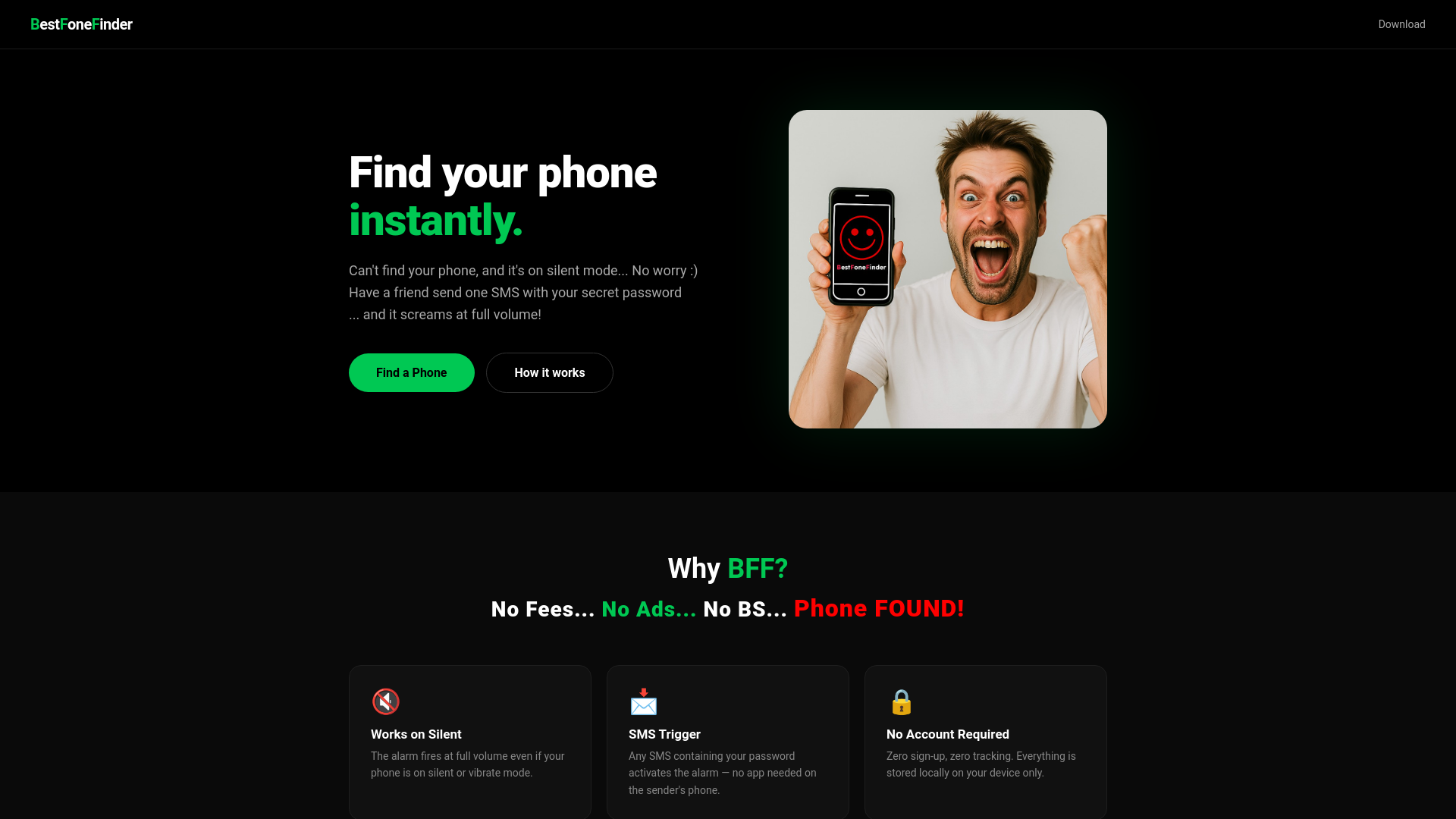 website screenshot of https://bestfonefinder.cloud/
