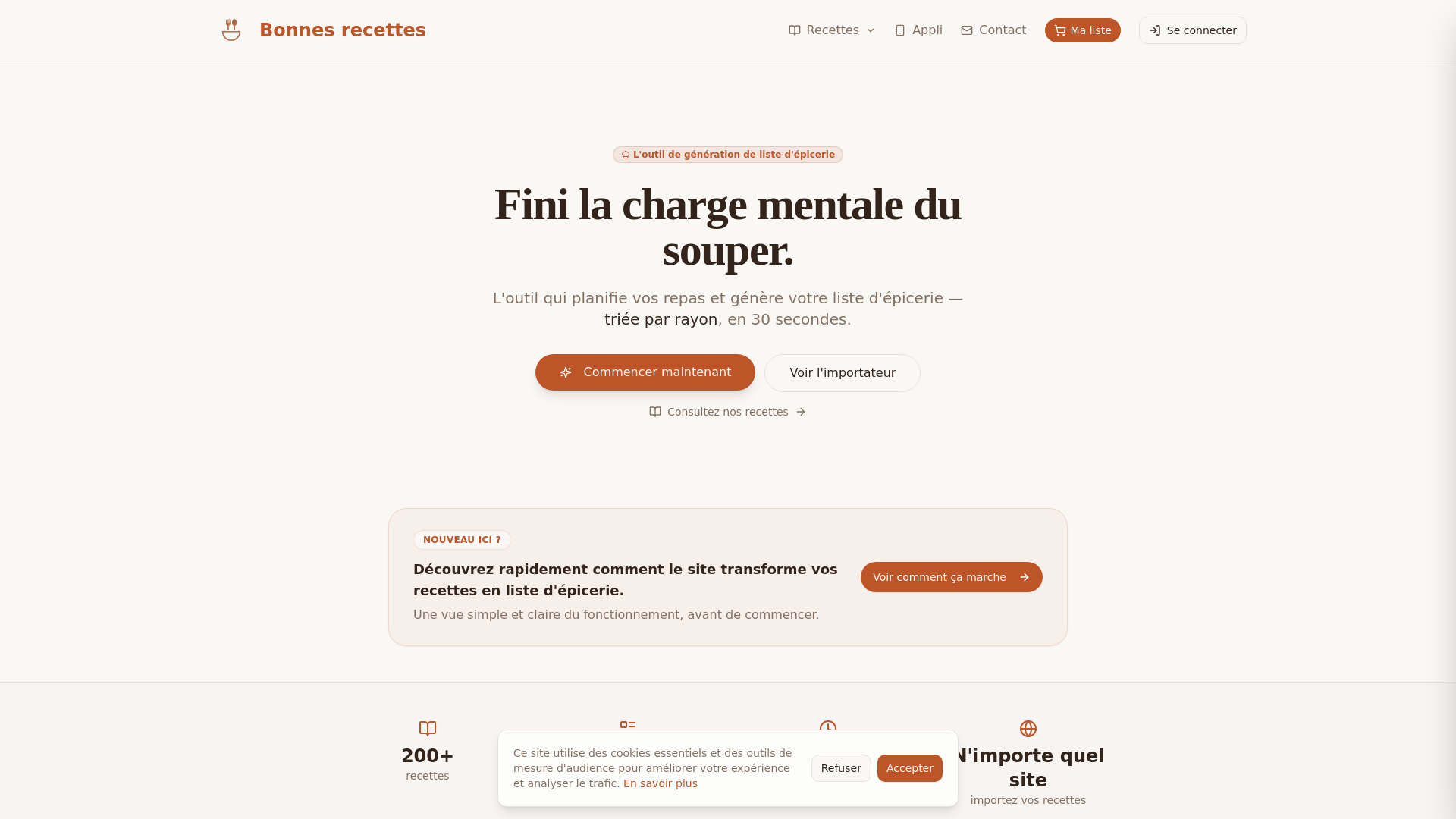 website screenshot of https://bonnesrecettes.ca