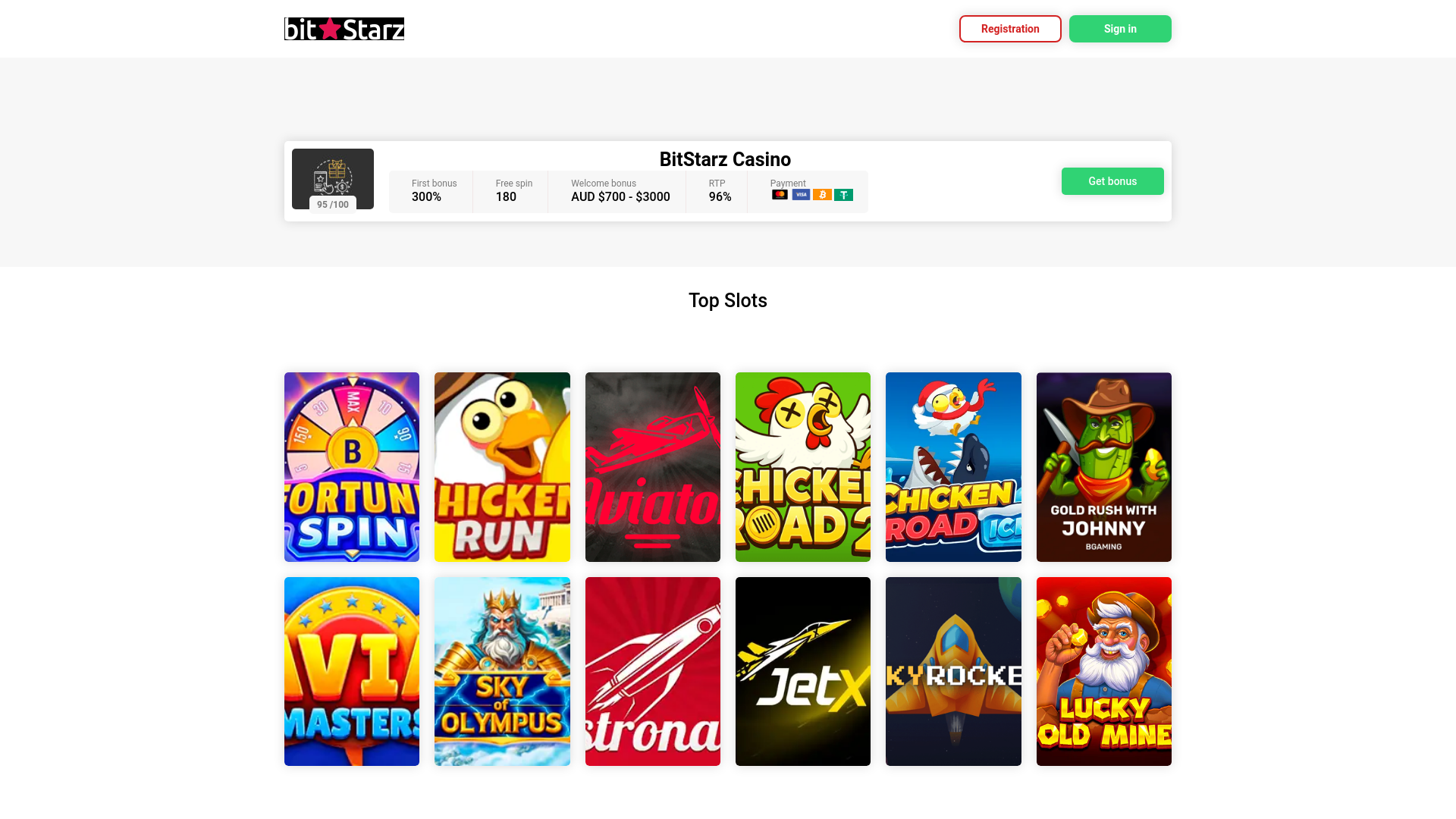website screenshot of https://bitstarzcasinosau.com