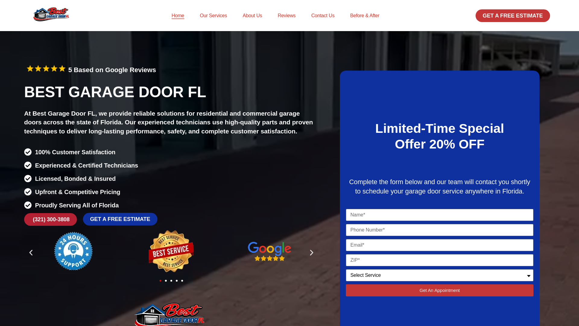 website screenshot of https://bestsgaragedoor.com/