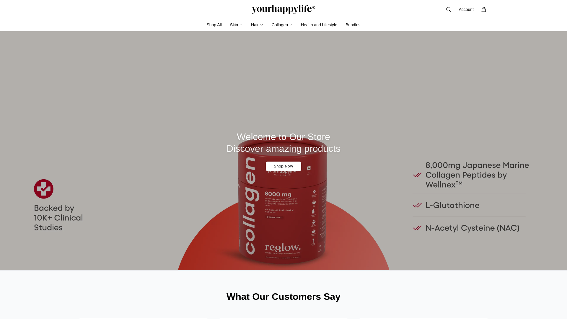 website screenshot of https://getyourhappylife.shop/