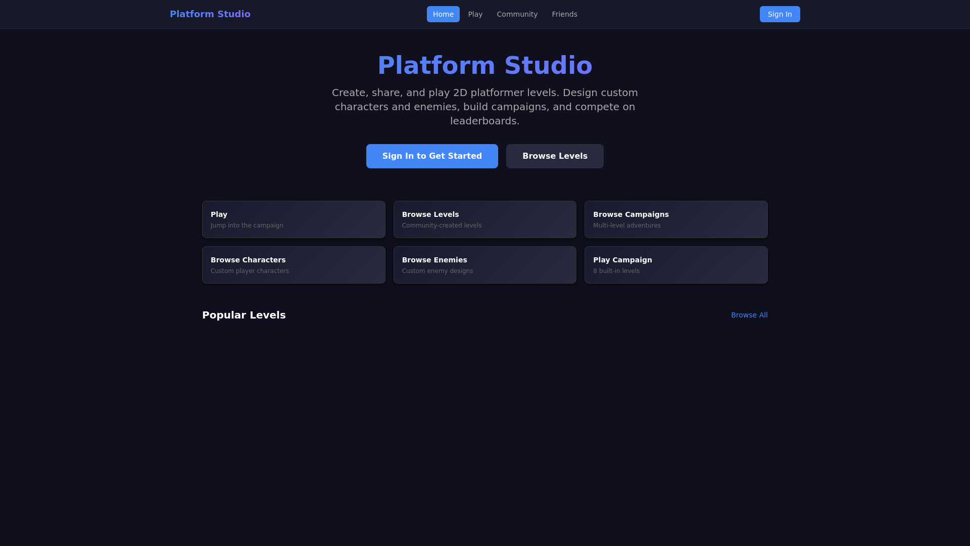 website screenshot of https://platformstudio.fun/