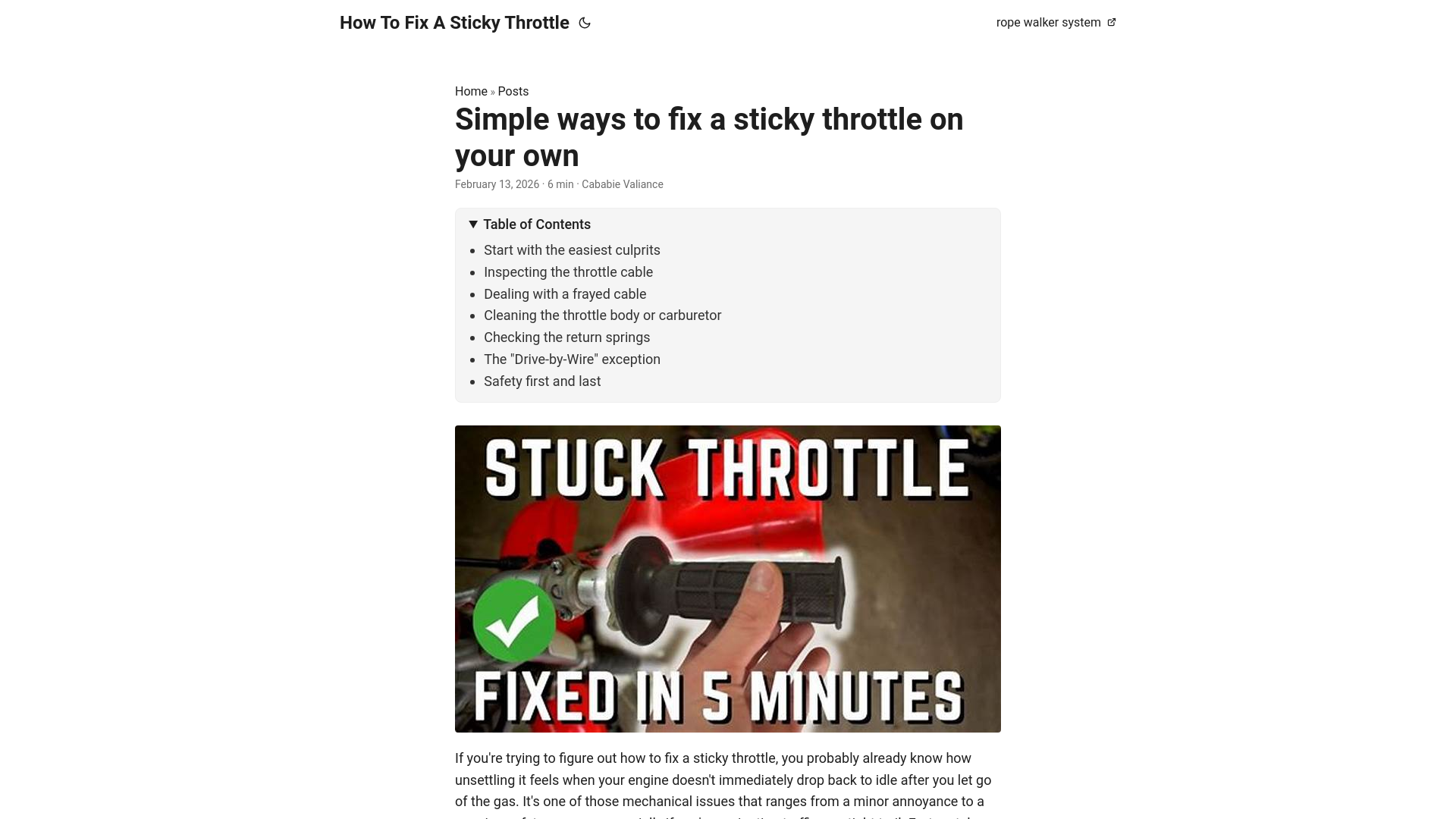 website screenshot of https://how-to-fix-a-sticky-throttle.pages.dev/