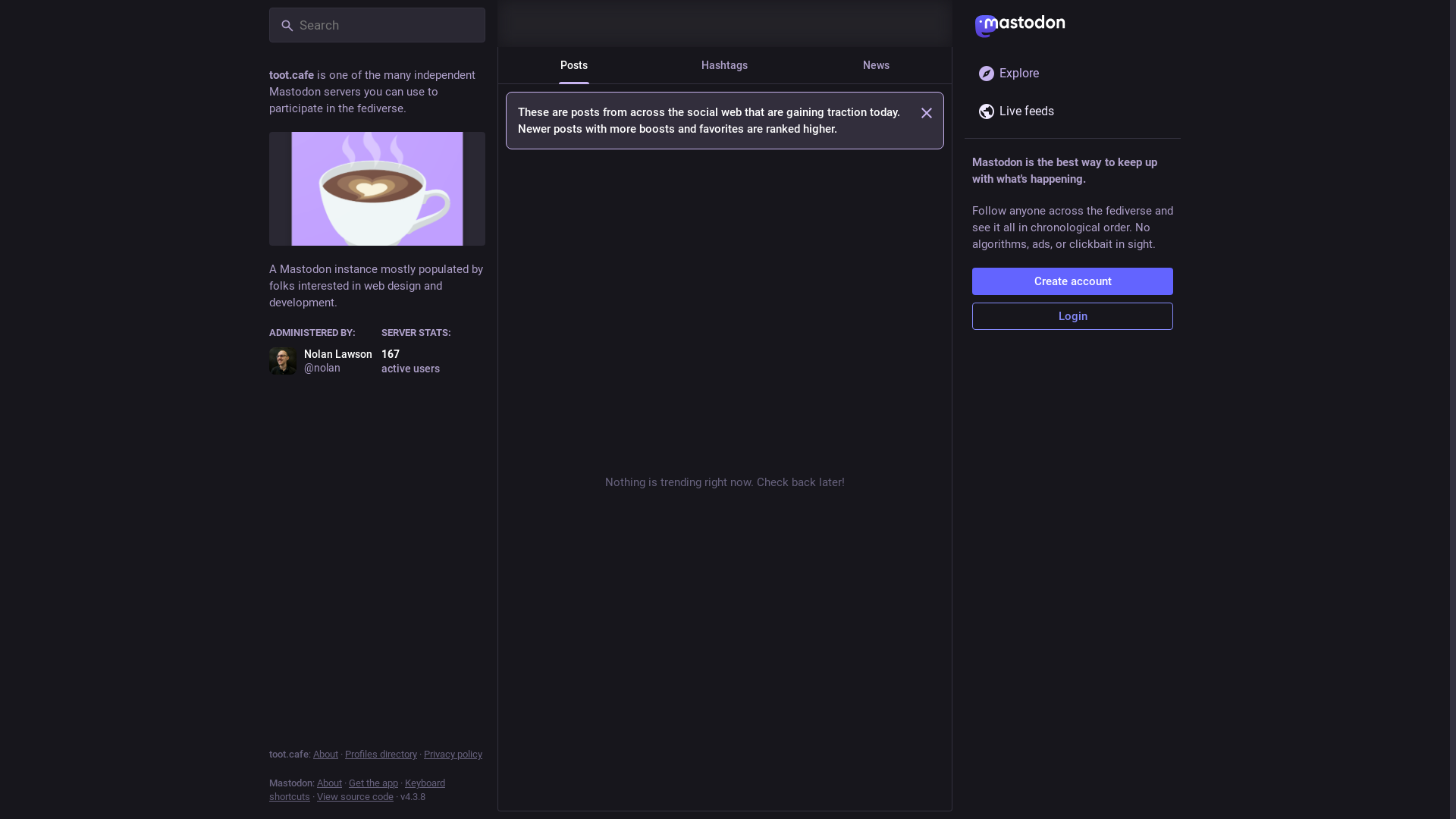 website screenshot of https://toot.cafe