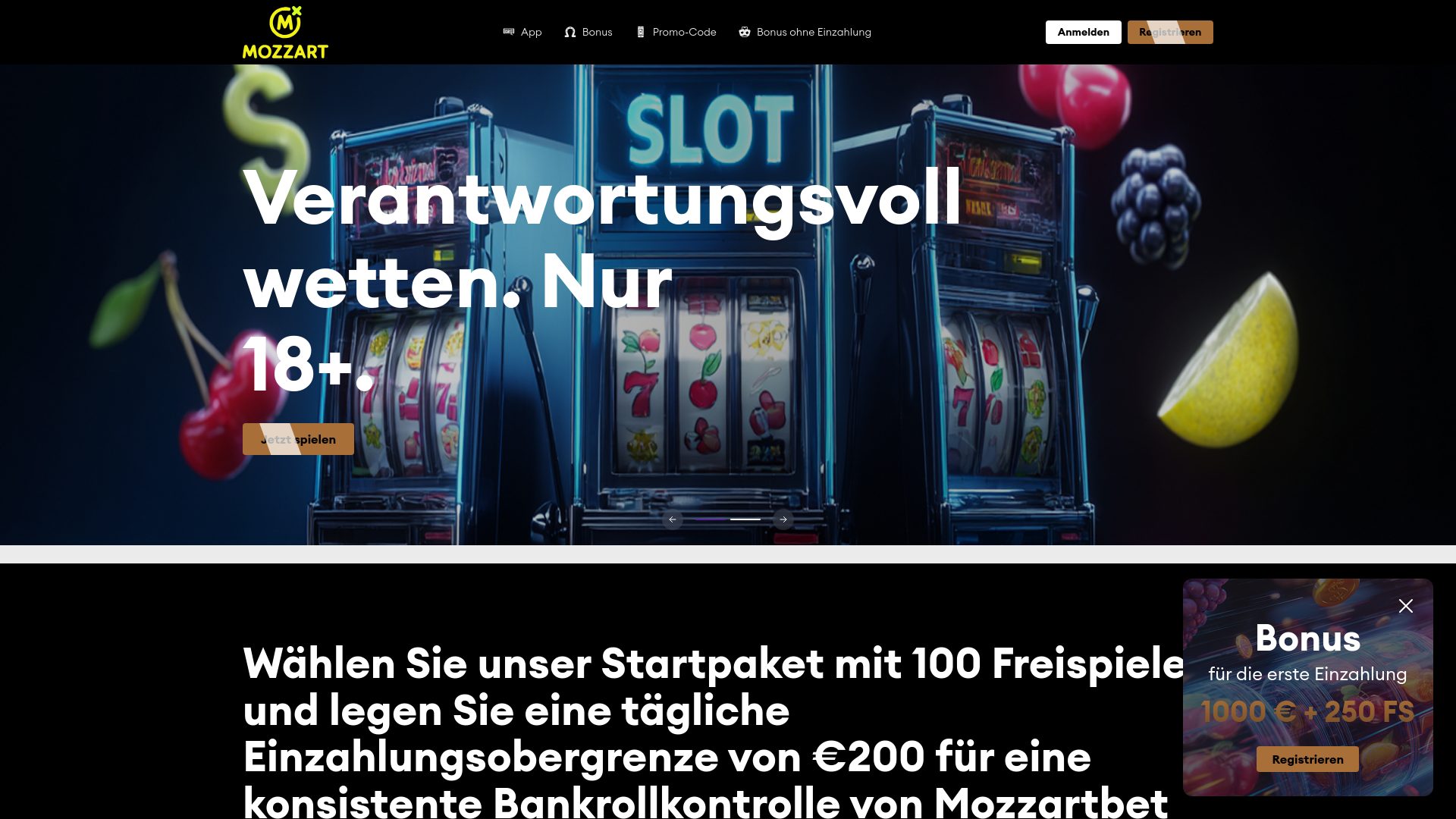 website screenshot of https://mozzartbetcasino-de.de