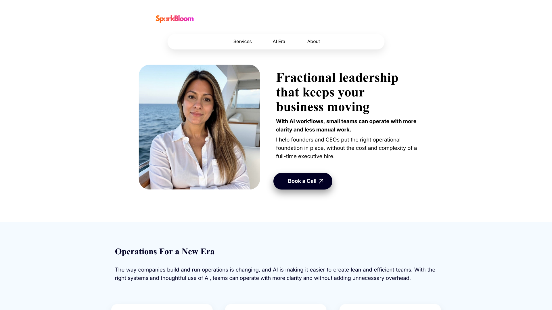 website screenshot of https://sparkbloom.io/