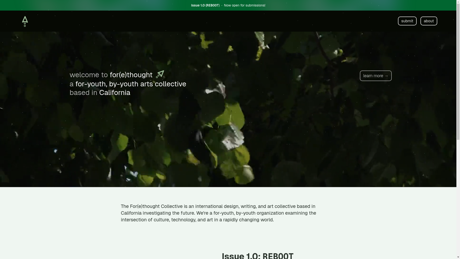 website screenshot of https://forethoughtcollective.org/