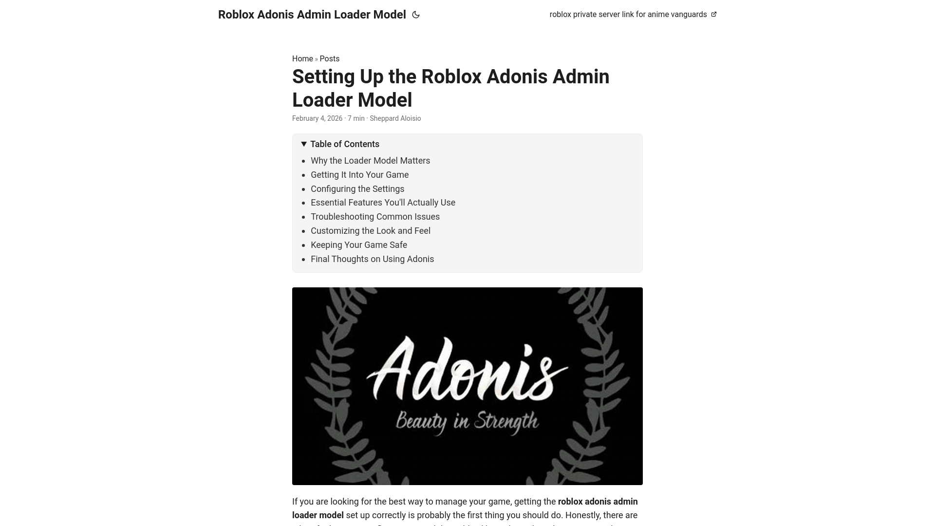 website screenshot of https://roblox-adonis-admin-loader-model.pages.dev/