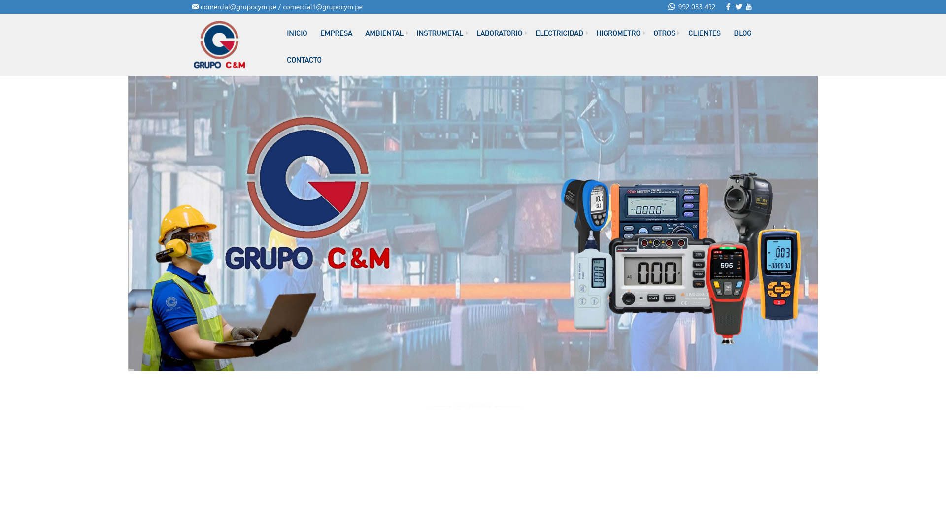 website screenshot of https://www.grupocym.pe