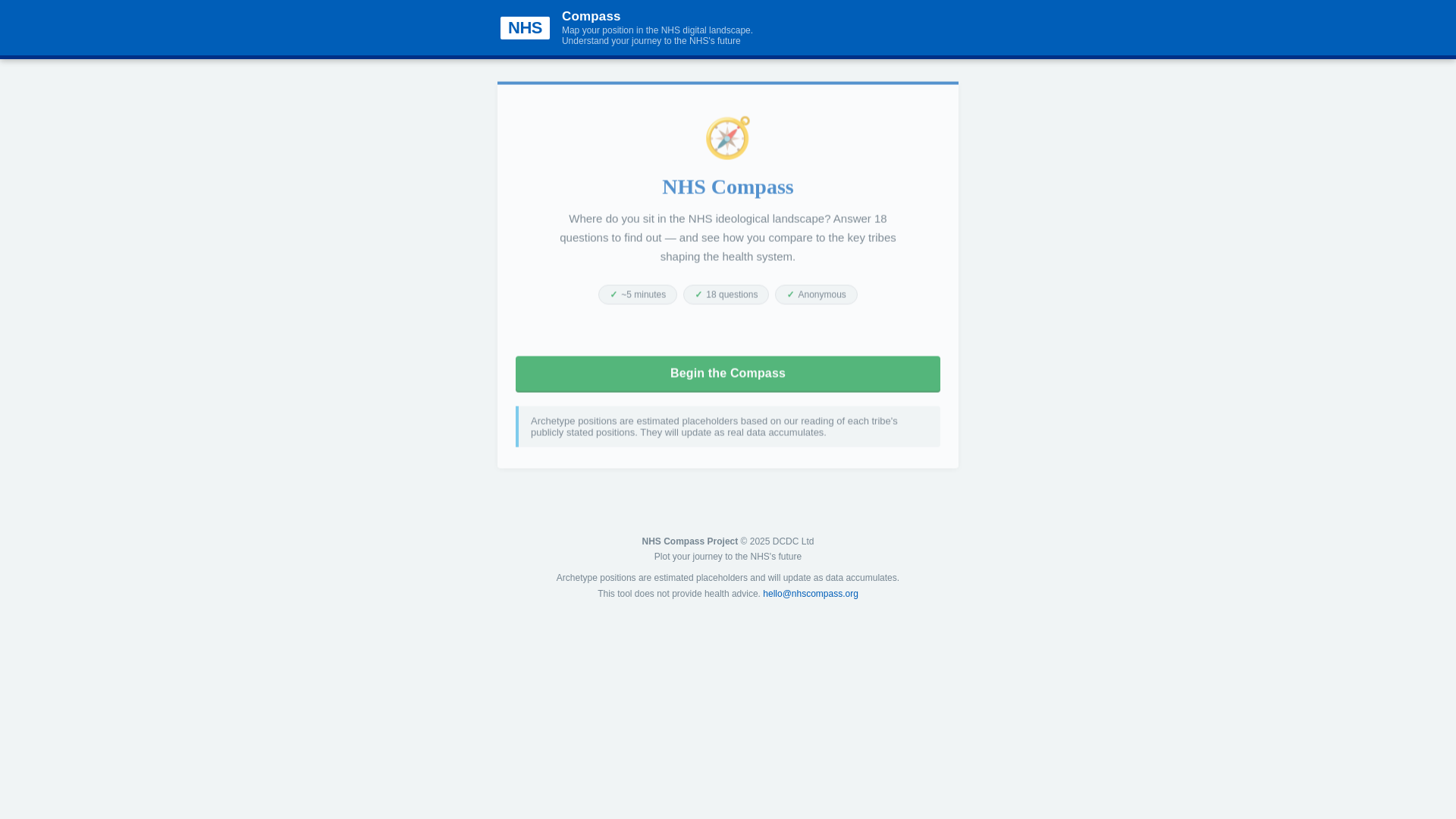 website screenshot of https://nhscompass.org/