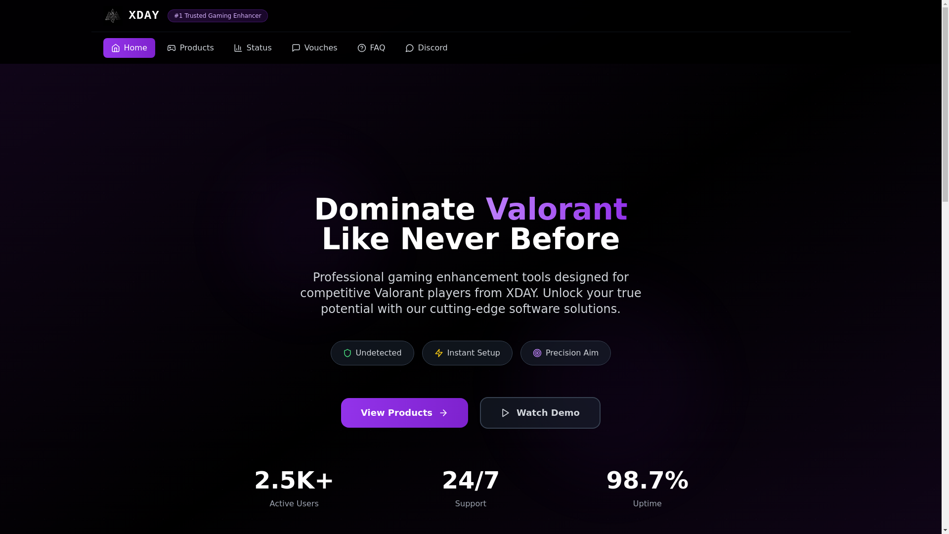 website screenshot of https://xdaycheat.com/