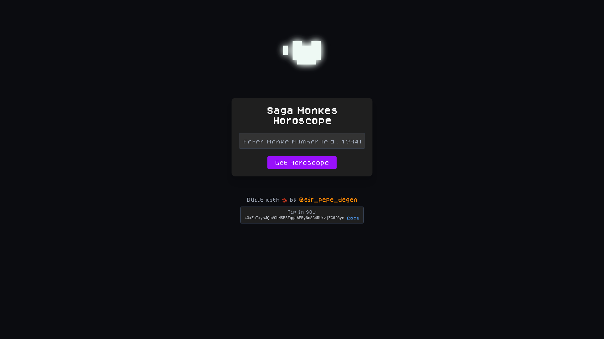 website screenshot of https://monkehoroscope.app/