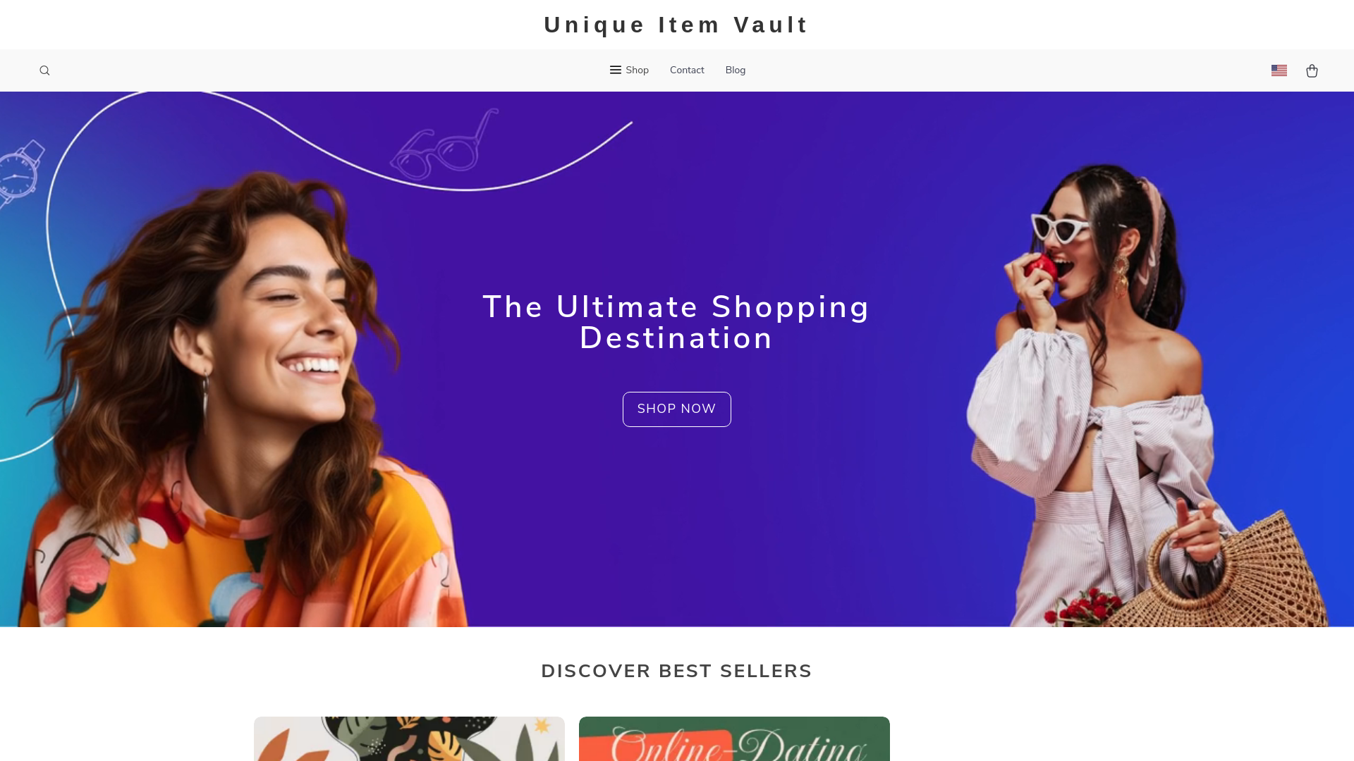 website screenshot of https://uniqueitemvault.shop/