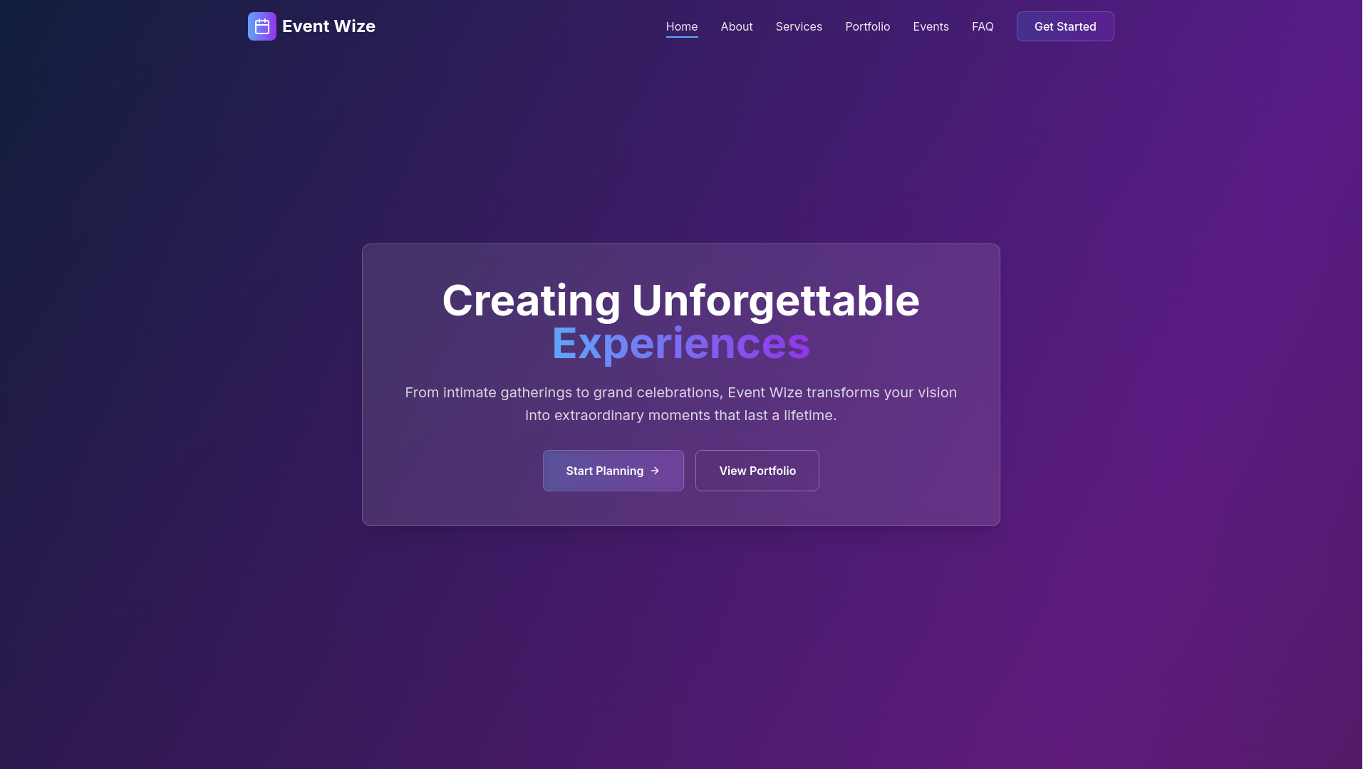 website screenshot of https://eventwize.ie/