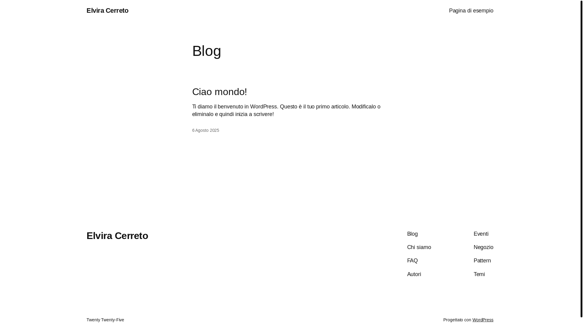 website screenshot of https://elviracerreto.it/