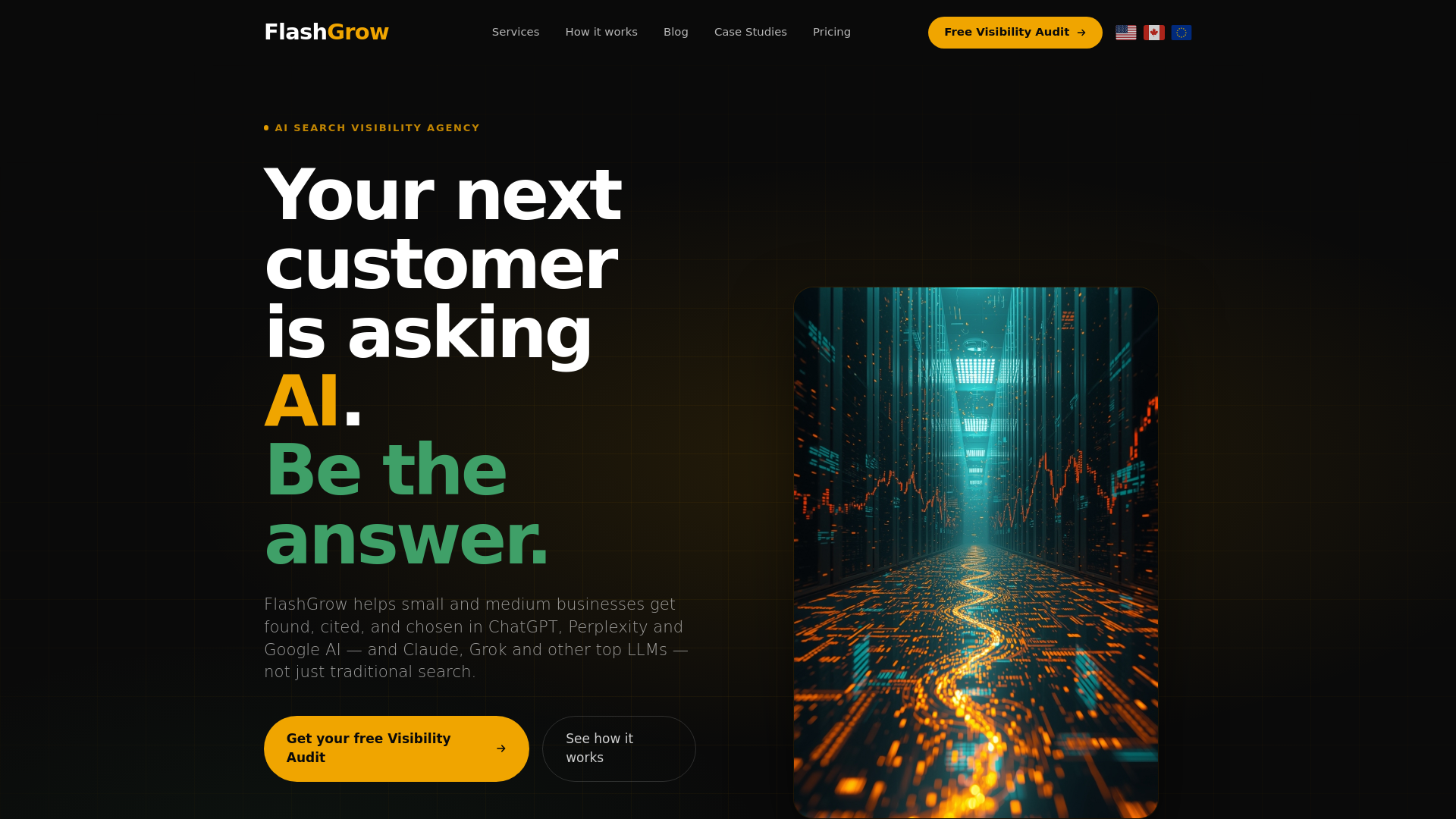 website screenshot of https://flashgrow.io/