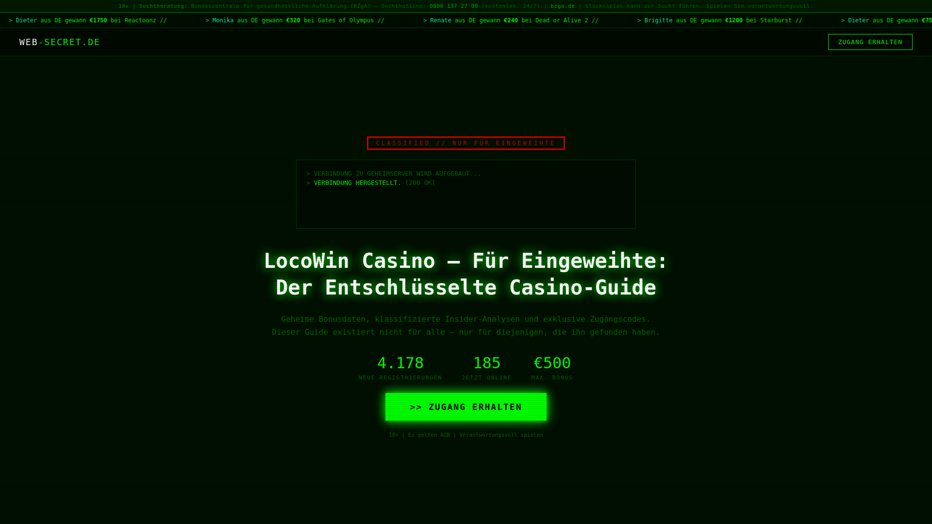 website screenshot of https://web-secret.de