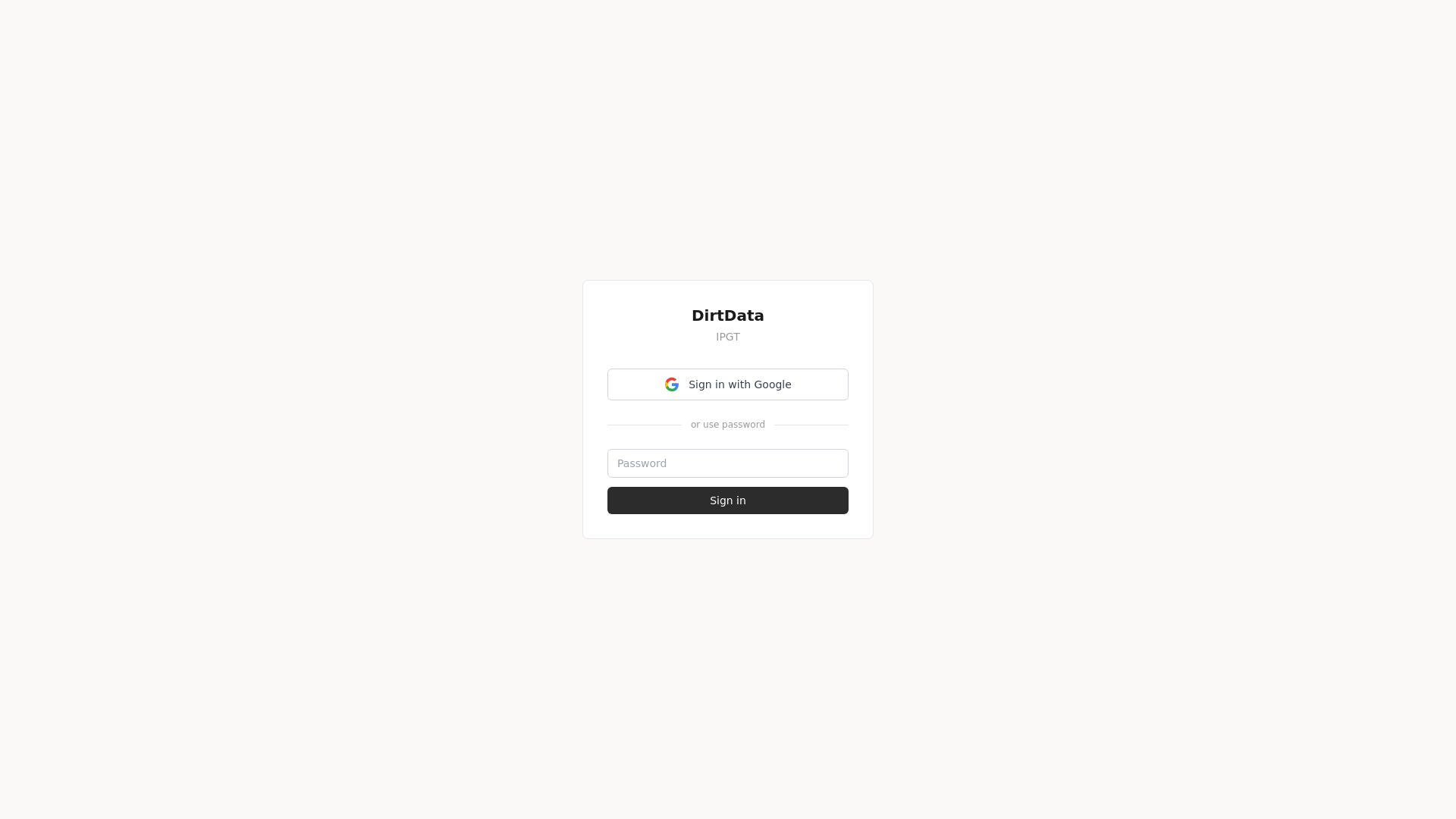 website screenshot of https://dirtdata.app/