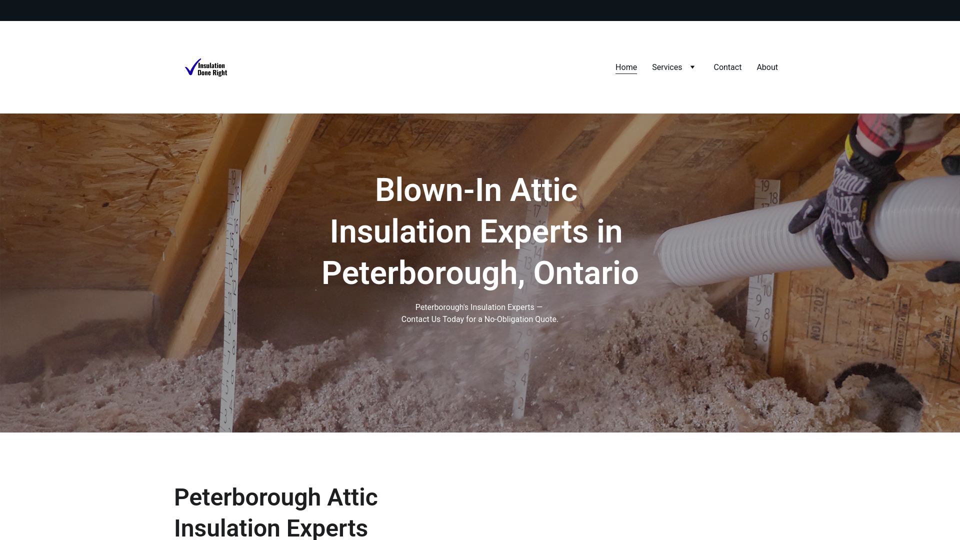 website screenshot of https://insulationdonerightpeterborough.com/