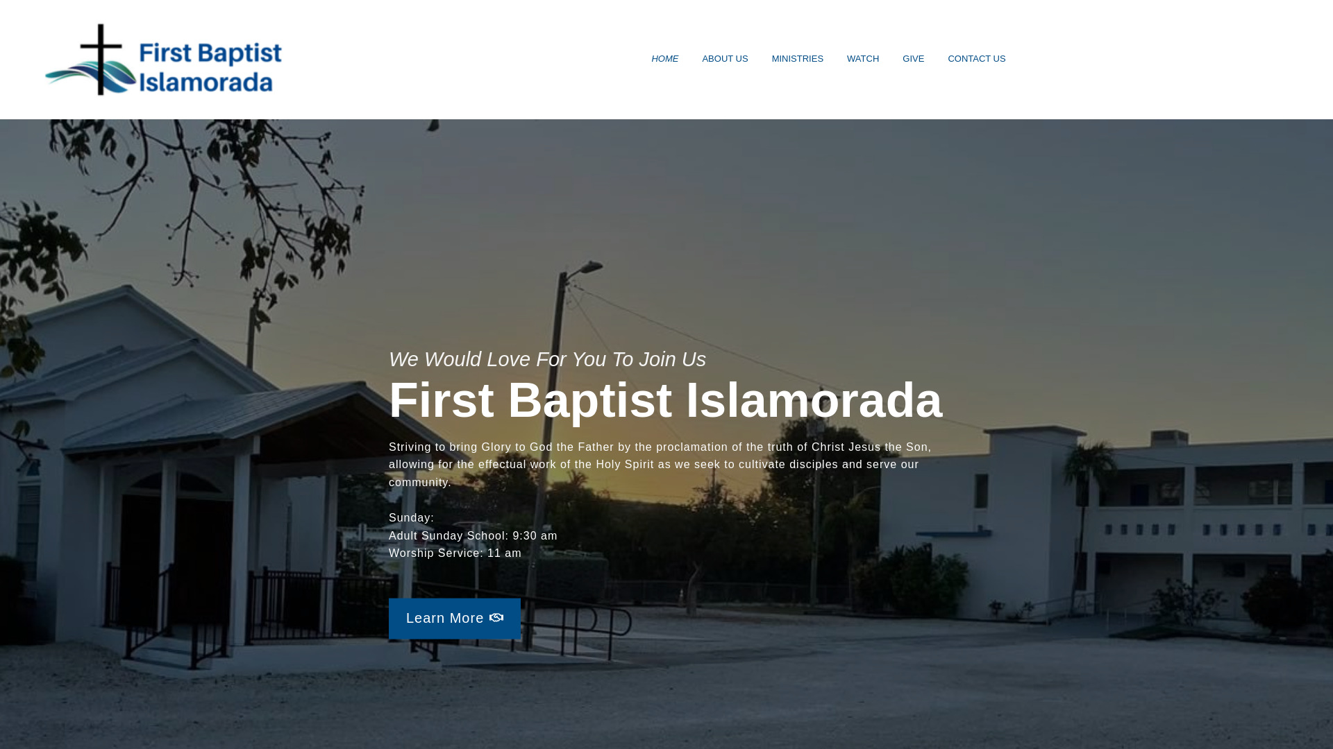 website screenshot of https://islamoradachurch.com/