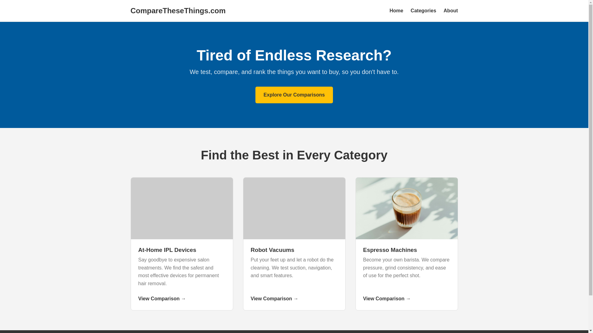 website screenshot of https://comparethesethings.com/