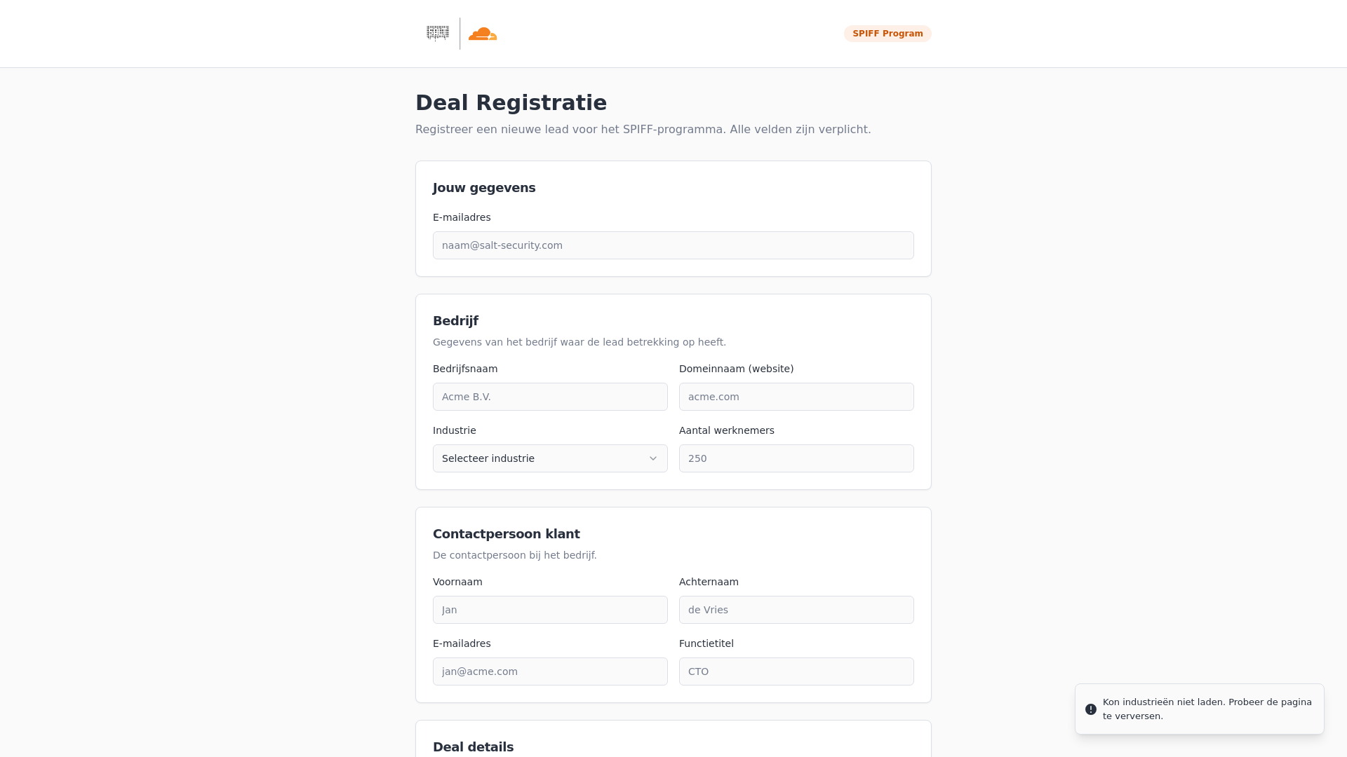website screenshot of https://spiff-deal-register-hub.pages.dev/