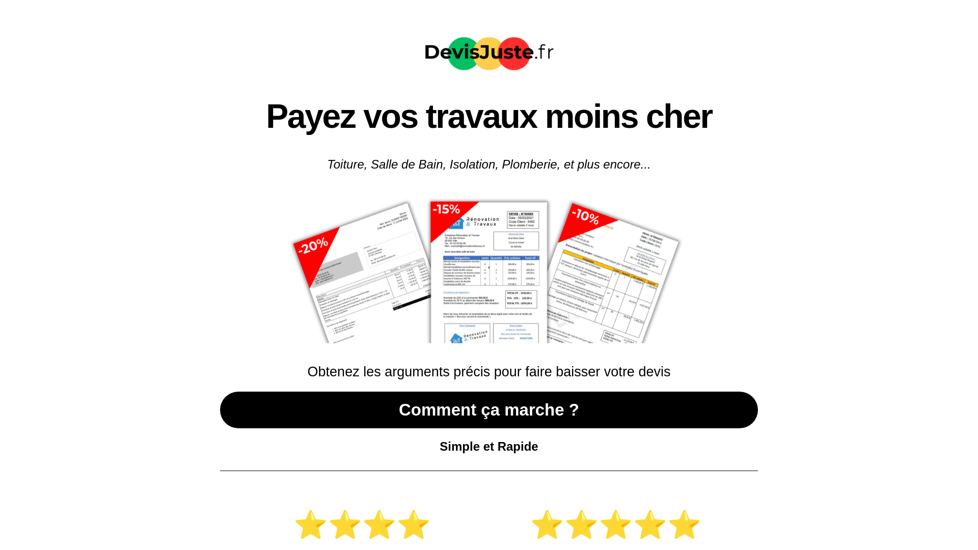 website screenshot of https://devisjuste.fr/