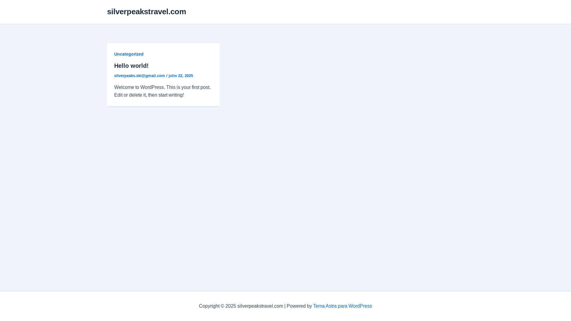 website screenshot of https://silverpeakstravel.com/