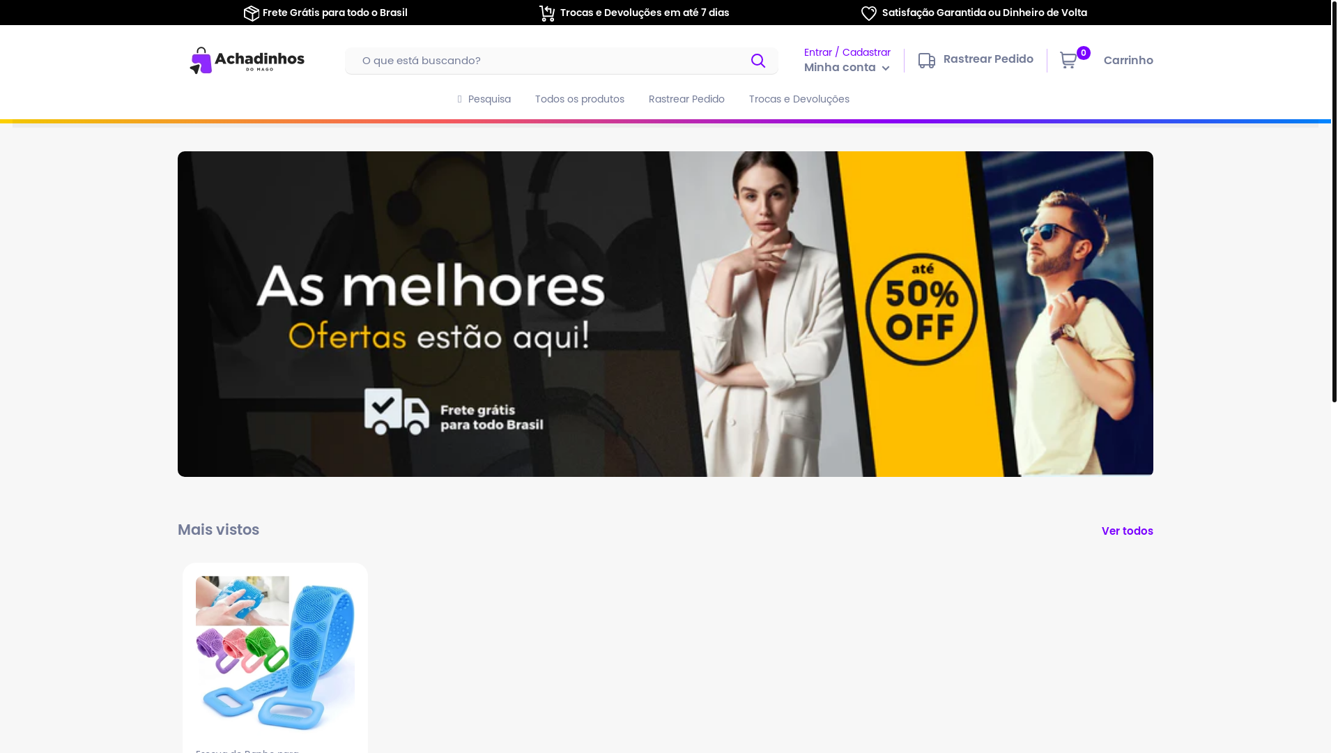 website screenshot of https://achadinhosdomago.com.br/